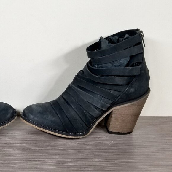Free People Hybrid Strappy Ankle Boot, Black Nubuck, Womens Various Sizes - Picture 9 of 11